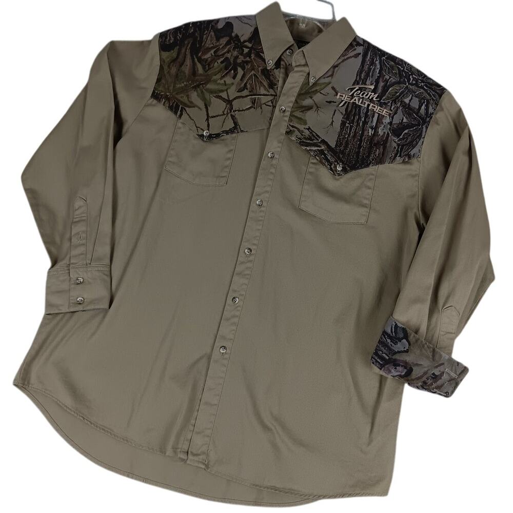 Spartan Vintage‎ Realtree Western Shirt Men's *Medium Tan Camo Hunting USA Made